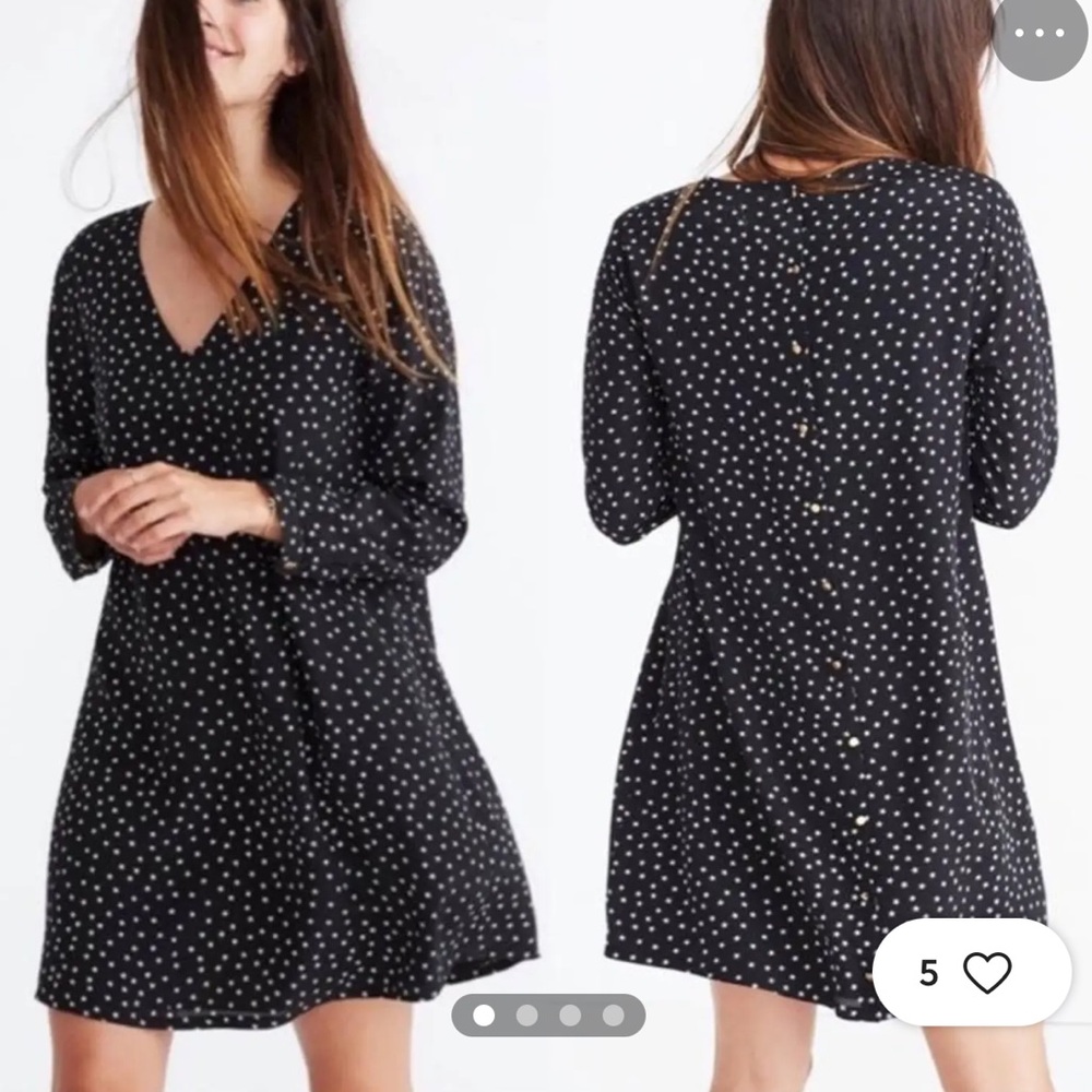 Madewell Black Long Sleeve Dress With Stars